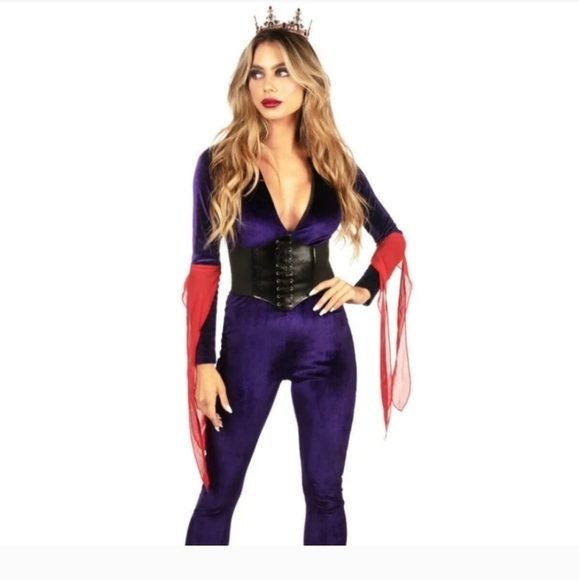 Tipsy Elves NWT Evil Queen Halloween costume Bodysuit Crown Malifecent - Picture 1 of 5
